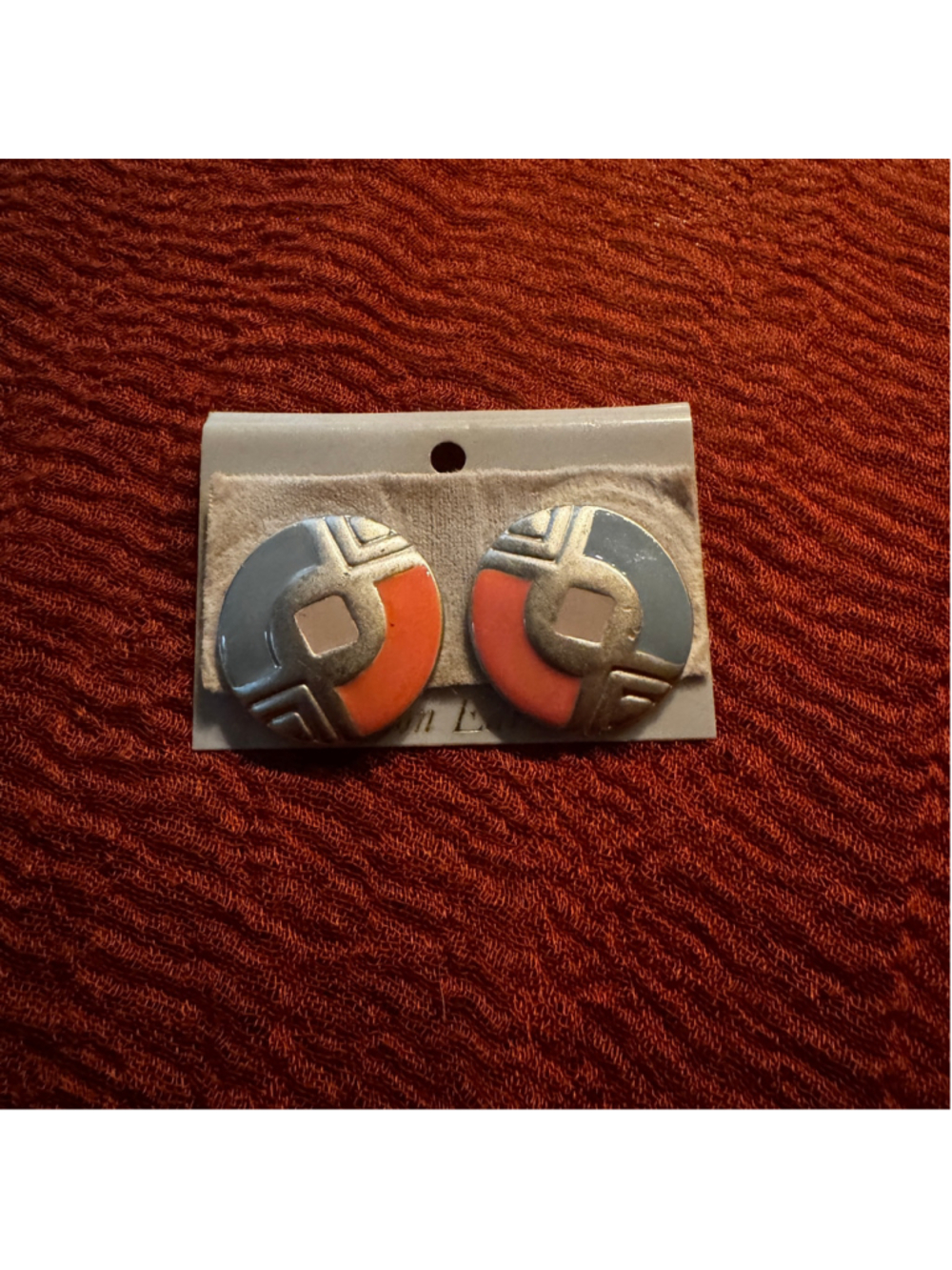 Vintage 1980s/90s Geometric Statement Earrings | Gray + Coral